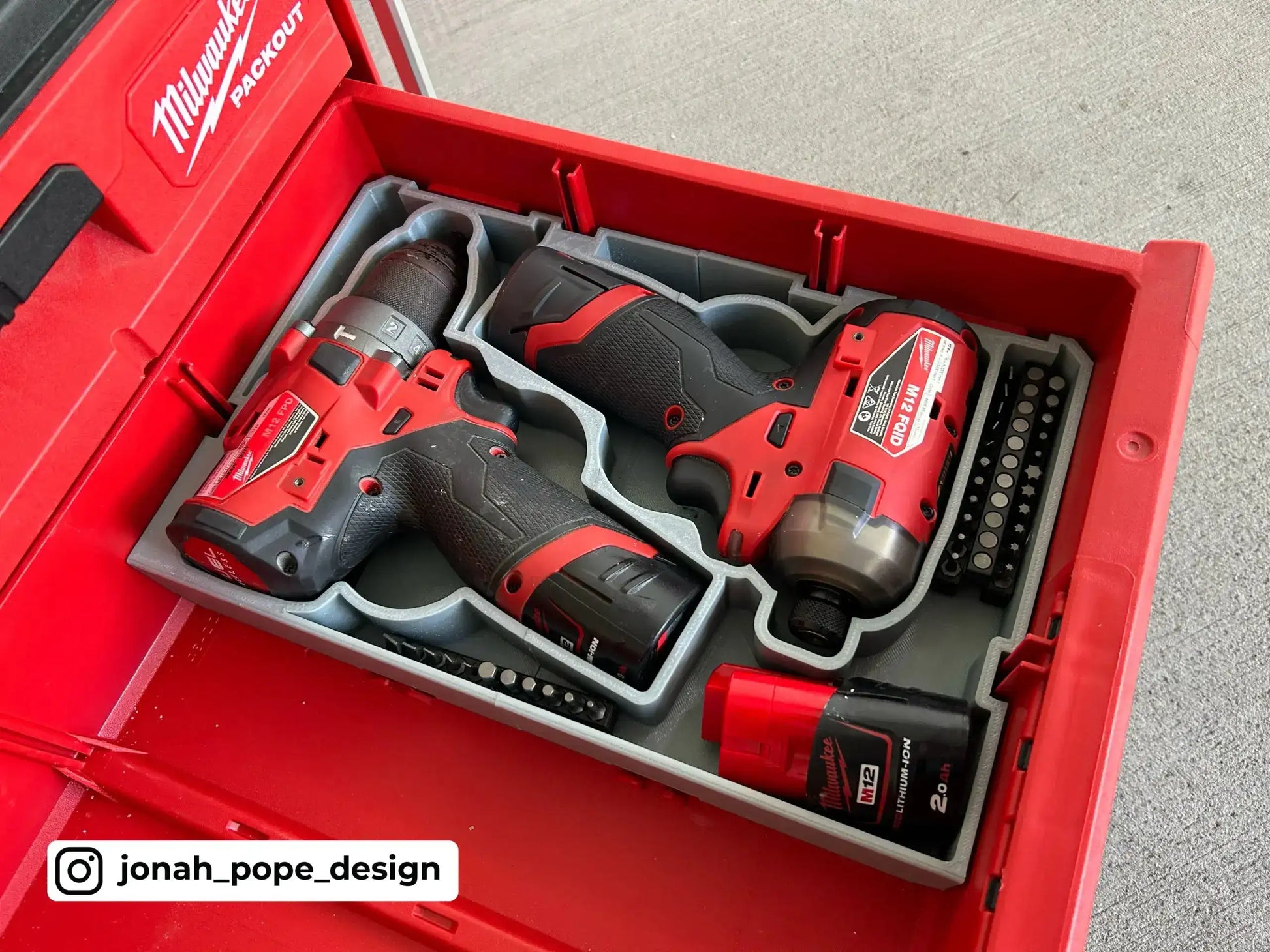 Drawer M12 Drill Gen 2 and Impact Surge Driver Insert  packout australia