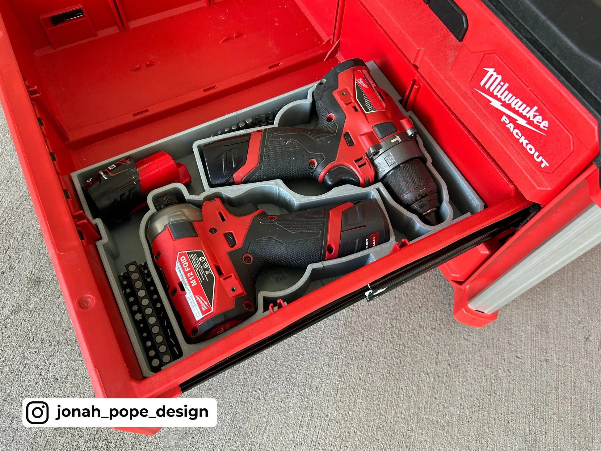 Drawer M12 Drill Gen 2 and Impact Surge Driver Insert  packout australia