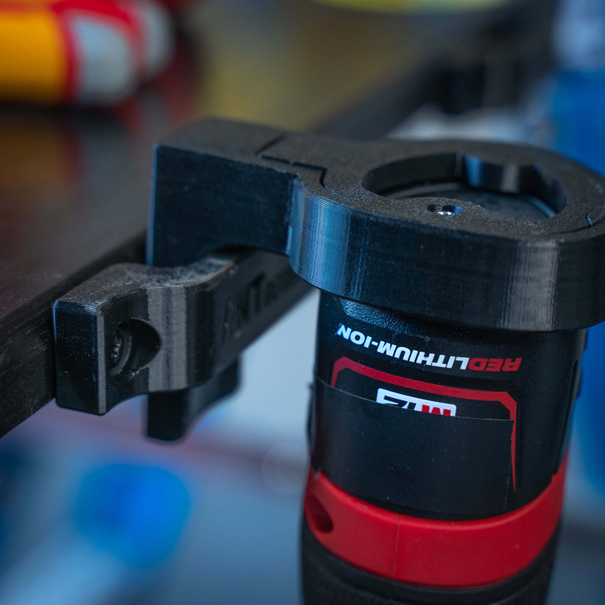 universal tool holder clip bench mount black red
