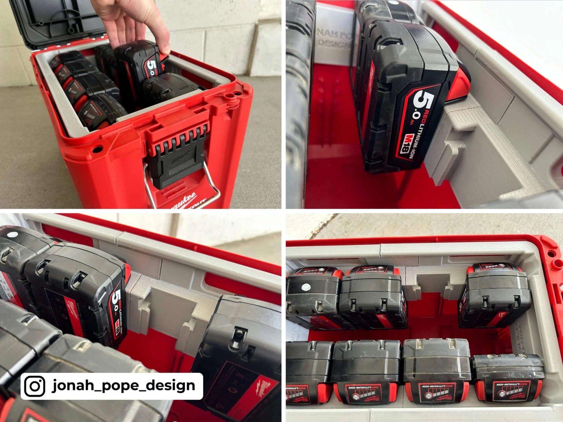 M18 Battery Rack UPPER Insert (Compact Tool Box)  packout australia