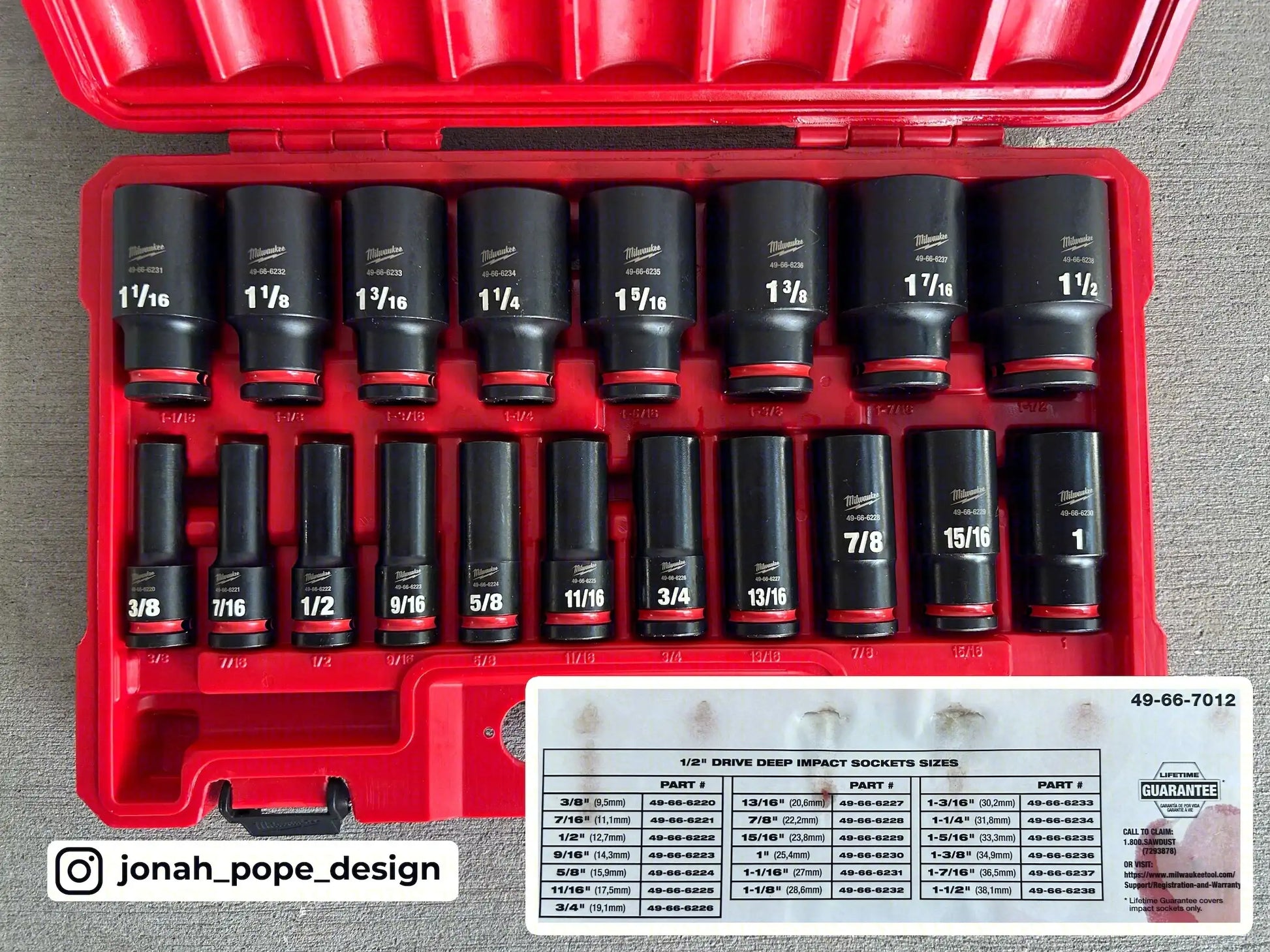 SHOCKWAVE 1/2" Drive 19PC SAE Deep Socket Insert